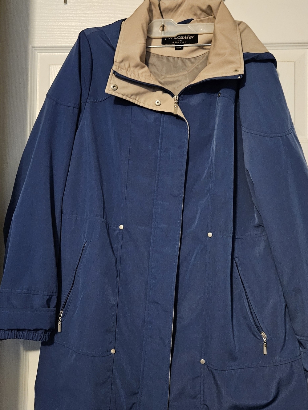 L.L. Bean Navy Trench Coat with Beige Collar